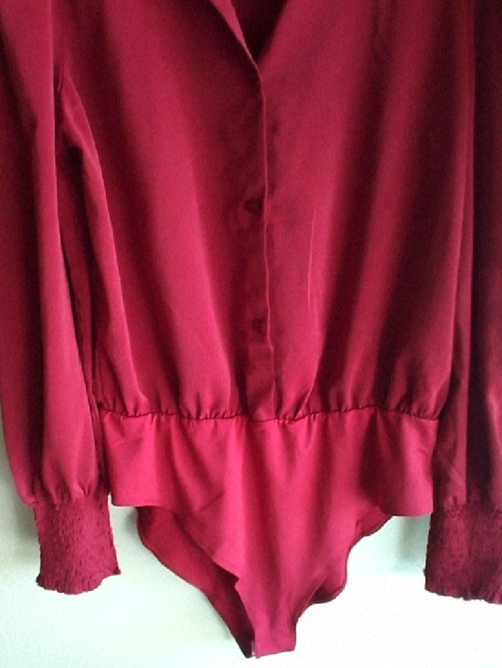 Button-Front Blouse in Deep Raspberry - Picture 3 of 7